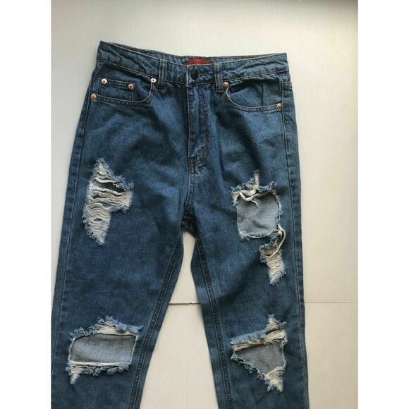Signature 8 Women Blue Destructed Distressed Jeans - Picture 4 of 12